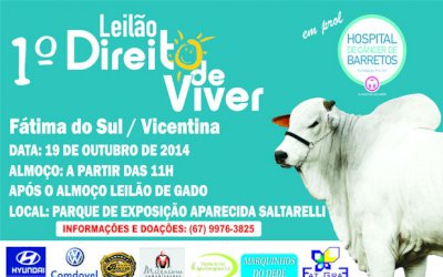 Fátima do Sul e Vicentina se unem para Leilão Direito de Viver do Hospital do Câncer de Barretos