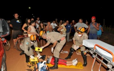 Mãe e filha são atropeladas por motociclista menor de idade em Fátima do Sul