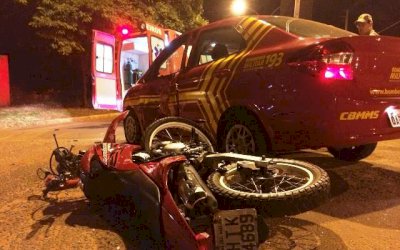 IVINHEMA: Jovem fica ferido após colidir em viatura do Corpo de Bombeiros