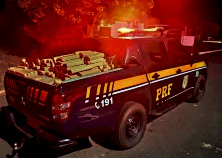 PRF prende traficante com 730 kg de maconha em semirreboque na BR-163