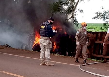 FATIMA DO SUL: Bombeiro é atropelado ao atender incêndio em caminhão carregado de porcos