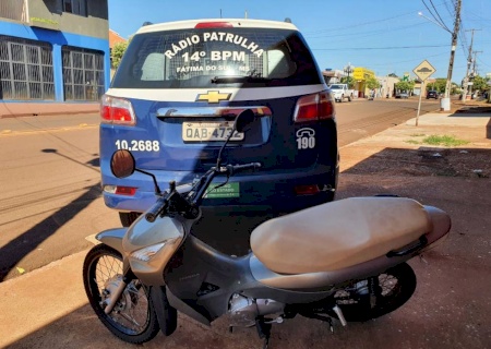 FÁTIMA DO SUL: Autor é preso por Policiais Militares após furtar motocicleta