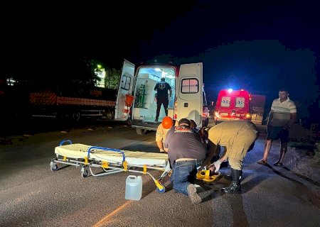 Motociclista sofre queda ao atingir cachorro na MS-276, em Batayporã