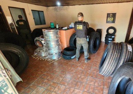 Pneus ilegais em depósito clandestino são apreendidos pelo DOF