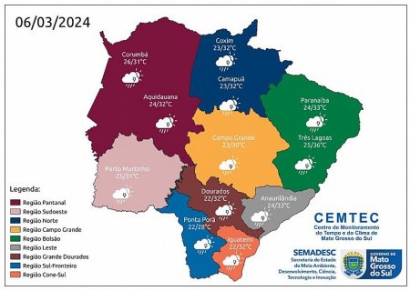 Quarta tem previsão de sol e temperaturas devem permanecer amenas em MS