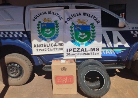 ANGÉLICA: Polícia Militar apreende 500 maços de cigarros e dois pneus contrabandeados em Ipezal