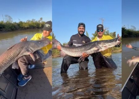 Empresário fisga peixe gigante de quase 1,60m