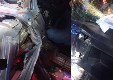 Casal fica preso às ferragens de carro após acidente grave na BR-262 em MS