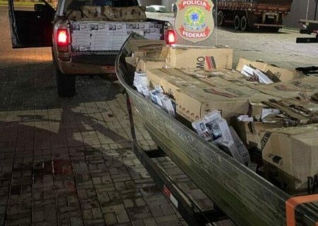 NAVIRAÍ: Carga de cigarros é apreendida em embarcações pela Polícia Federal em MS