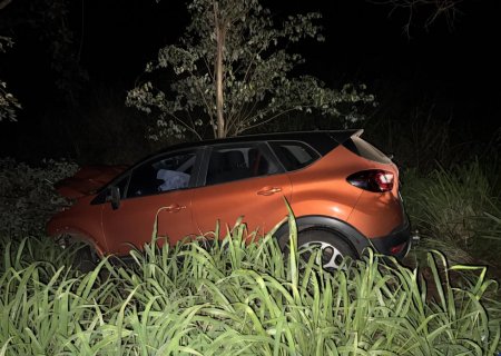 IVINHEMA: Carro bate em anta e sai da pista em trecho da MS-141