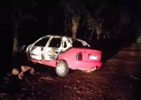 Corpo é encontrado carbonizado em veículo incendiado na MS-465