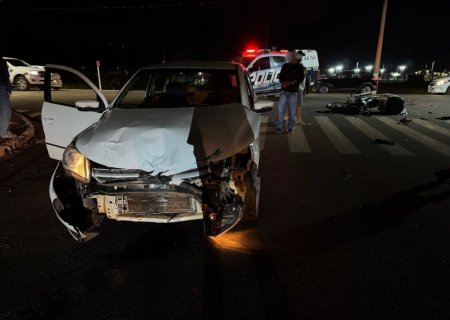 IVINHEMA: Motociclista fica gravemente ferido em colisão no cruzamento da Avenida Brasil