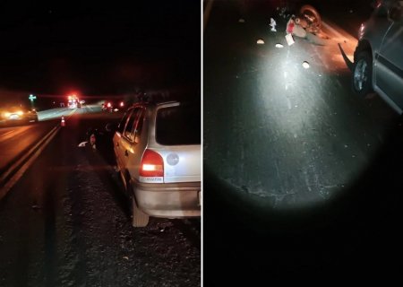 IVINHEMA: Motociclista sofre fratura exposta após colisão com carro na BR-376 em Amandina