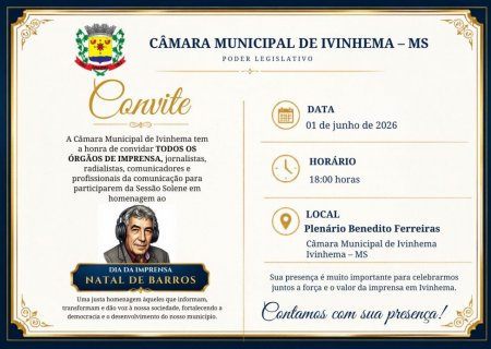 Sessão Solene desta segunda-feira celebrará a imprensa e a memória de Natal de Barros