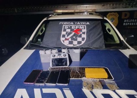 Quadrilha é presa com drone e maconha antes de arremesso em presídio