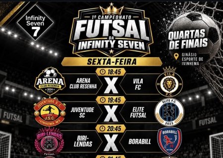 IVINHEMA: Quartas de final do 1º Campeonato de Futsal Infinity Seven acontecem nesta sexta-feira