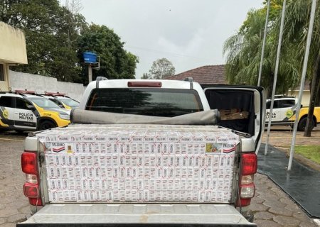 Força Tática apoia operação e apreende S10 com 2 mil pacotes de cigarros no Paraná